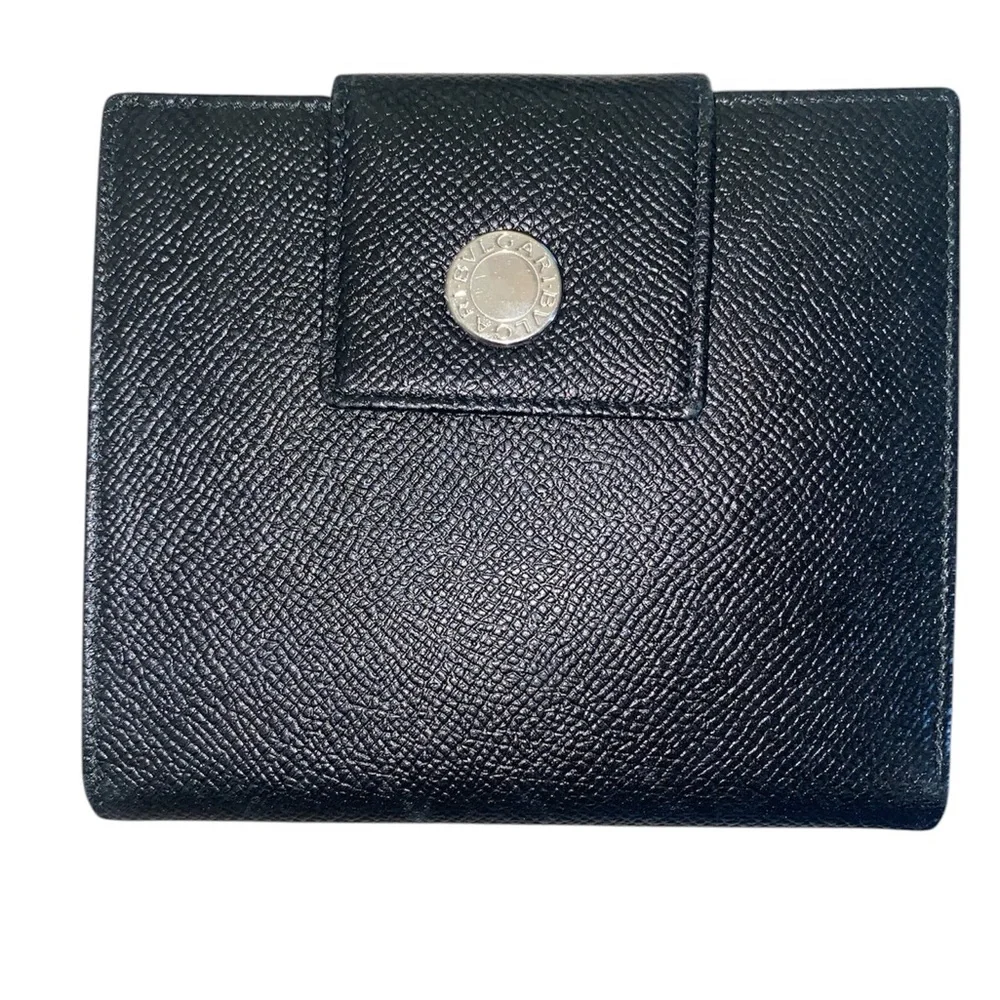 BVLGARI Black Leather Bifold Unisex Wallet - Picture 3 of 10